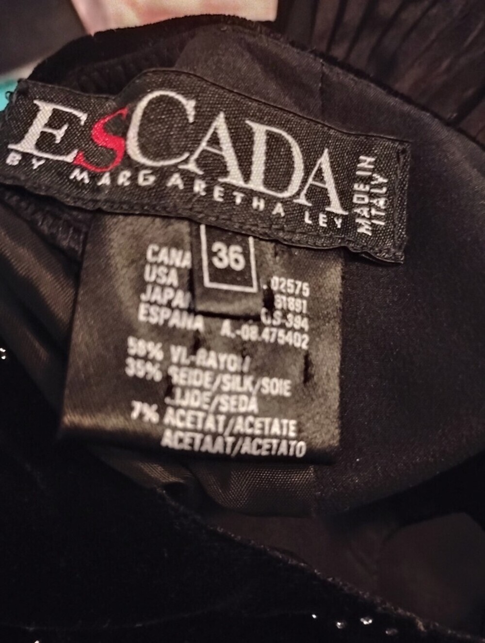 WOW Rare Exquisite Escada Couture 6 Crystal Black Velvet Silk Luxury Dress Italy - Picture 9 of 12